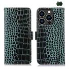 For iPhone 16 Pro Max Crocodile Top Layer Cowhide Leather Phone Case(Green) - 1