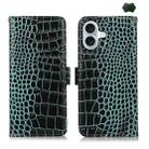 For iPhone 16 Plus Crocodile Top Layer Cowhide Leather Phone Case(Green) - 1