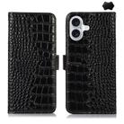 For iPhone 17 Crocodile Top Layer Cowhide Leather Phone Case(Black) - 1