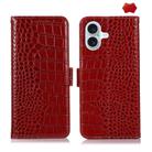 For iPhone 17 Crocodile Top Layer Cowhide Leather Phone Case(Red) - 1