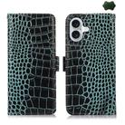 For iPhone 17 Crocodile Top Layer Cowhide Leather Phone Case(Green) - 1