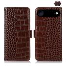 For iPhone 17 Air Crocodile Top Layer Cowhide Leather Phone Case(Brown) - 1