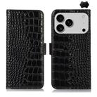 For iPhone 17 Pro Max Crocodile Top Layer Cowhide Leather Phone Case(Black) - 1