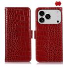 For iPhone 17 Pro Max Crocodile Top Layer Cowhide Leather Phone Case(Red) - 1
