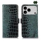 For iPhone 17 Pro Max Crocodile Top Layer Cowhide Leather Phone Case(Green) - 1
