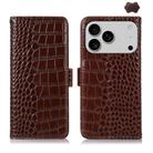 For iPhone 17 Pro Max Crocodile Top Layer Cowhide Leather Phone Case(Brown) - 1