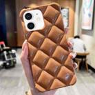 For iPhone 12 / 12 Pro Diamond Lattice Varnish TPU Phone Case(Brown) - 1