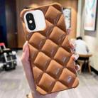 For iPhone XS / X Diamond Lattice Varnish TPU Phone Case(Brown) - 1