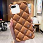 For iPhone 8 Plus / 7 Plus Diamond Lattice Varnish TPU Phone Case(Brown) - 1