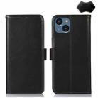 For iPhone 15 Crazy Horse Top Layer Cowhide Leather Phone Case(Black) - 1