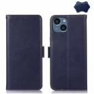 For iPhone 15 Crazy Horse Top Layer Cowhide Leather Phone Case(Blue) - 1