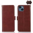 For iPhone 15 Crazy Horse Top Layer Cowhide Leather Phone Case(Brown) - 1