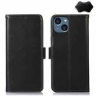 For iPhone 15 Plus Crazy Horse Top Layer Cowhide Leather Phone Case(Black) - 1