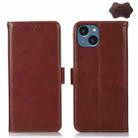 For iPhone 15 Plus Crazy Horse Top Layer Cowhide Leather Phone Case(Brown) - 1
