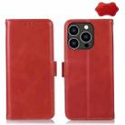 For iPhone 15 Pro Crazy Horse Top Layer Cowhide Leather Phone Case(Red) - 1