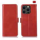 For iPhone 16 Pro Max Crazy Horse Top Layer Cowhide Leather Phone Case(Red) - 1