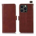 For iPhone 16 Pro Max Crazy Horse Top Layer Cowhide Leather Phone Case(Brown) - 1