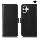 For iPhone 16 Plus Crazy Horse Top Layer Cowhide Leather Phone Case(Black) - 1