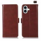 For iPhone 16 Plus Crazy Horse Top Layer Cowhide Leather Phone Case(Brown) - 1