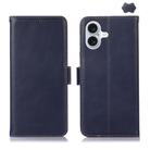 For iPhone 17 Crazy Horse Top Layer Cowhide Leather Phone Case(Blue) - 1