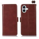 For iPhone 17 Crazy Horse Top Layer Cowhide Leather Phone Case(Brown) - 1