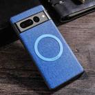 For Google Pixel 8 Magsafe Magnetic Ring Cloth Texture Phone Case(Blue) - 1