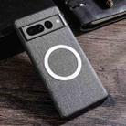 For Google Pixel 8 Magsafe Magnetic Ring Cloth Texture Phone Case(Grey) - 1