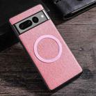 For Google Pixel 8 Magsafe Magnetic Ring Cloth Texture Phone Case(Pink) - 1