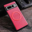 For Google Pixel 8 Pro Magsafe Magnetic Ring Cloth Texture Phone Case(Red) - 1