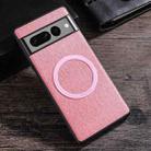For Google Pixel 8 Pro Magsafe Magnetic Ring Cloth Texture Phone Case(Pink) - 1