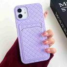 For iPhone 14 Plus Weave Texture Card Slot Skin Feel Phone Case(Light Purple) - 1