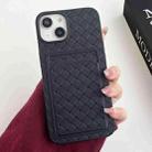 For iPhone 14 Plus Weave Texture Card Slot Skin Feel Phone Case(Black) - 1