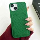 For iPhone 14 Plus Weave Texture Card Slot Skin Feel Phone Case(Green) - 1