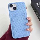 For iPhone 14 Plus Weave Texture Card Slot Skin Feel Phone Case(Sky Blue) - 1