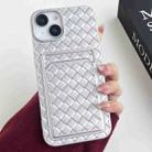 For iPhone 14 Plus Weave Texture Card Slot Skin Feel Phone Case(Silver) - 1