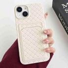 For iPhone 14 Plus Weave Texture Card Slot Skin Feel Phone Case(White) - 1