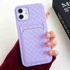 For iPhone 14 Weave Texture Card Slot Skin Feel Phone Case(Light Purple) - 1