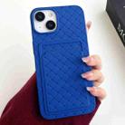 For iPhone 14 Weave Texture Card Slot Skin Feel Phone Case(Dark Blue) - 1