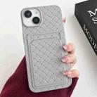 For iPhone 14 Weave Texture Card Slot Skin Feel Phone Case(Grey) - 1