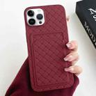 For iPhone 14 Pro Weave Texture Card Slot Skin Feel Phone Case(Wine Red) - 1