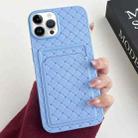 For iPhone 14 Pro Weave Texture Card Slot Skin Feel Phone Case(Sky Blue) - 1