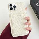 For iPhone 14 Pro Weave Texture Card Slot Skin Feel Phone Case(White) - 1