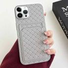 For iPhone 14 Pro Weave Texture Card Slot Skin Feel Phone Case(Grey) - 1