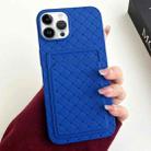 For iPhone 14 Pro Max Weave Texture Card Slot Skin Feel Phone Case(Dark Blue) - 1