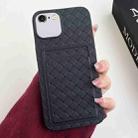 For iPhone SE 2022 / SE 2020 / 8 / 7 Weave Texture Card Slot Skin Feel Phone Case(Black) - 1