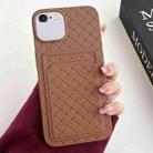 For iPhone SE 2022 / SE 2020 / 8 / 7 Weave Texture Card Slot Skin Feel Phone Case(Brown) - 1