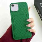 For iPhone SE 2022 / SE 2020 / 8 / 7 Weave Texture Card Slot Skin Feel Phone Case(Green) - 1
