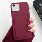For iPhone SE 2022 / SE 2020 / 8 / 7 Weave Texture Card Slot Skin Feel Phone Case(Wine Red) - 1