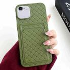 For iPhone SE 2022 / SE 2020 / 8 / 7 Weave Texture Card Slot Skin Feel Phone Case(Olive Green) - 1