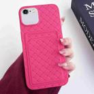 For iPhone SE 2022 / SE 2020 / 8 / 7 Weave Texture Card Slot Skin Feel Phone Case(Rose Red) - 1